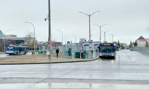 ETS buses at the West Edmonton Mall transit centre